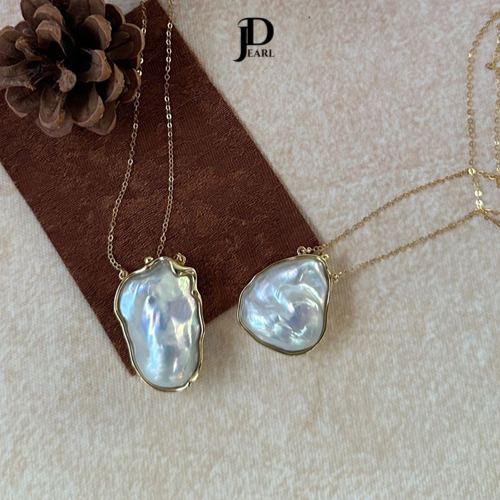 Re-Order | gold-edged baroque pearl necklace