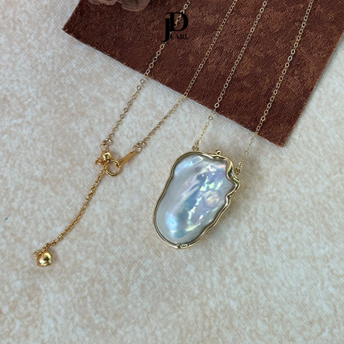 Re-Order | gold-edged baroque pearl necklace