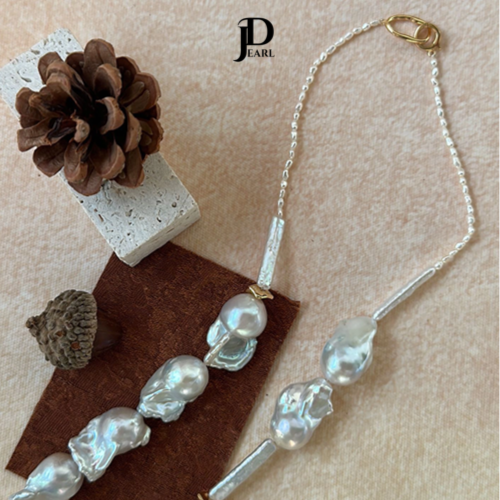 irregular baroque pearls mix necklace