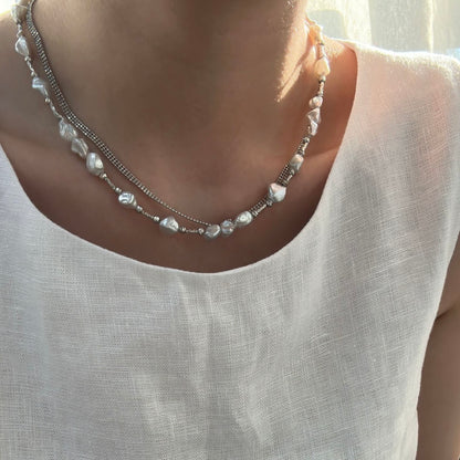 Crushed Ice|Silver-Blue Baroque Grains