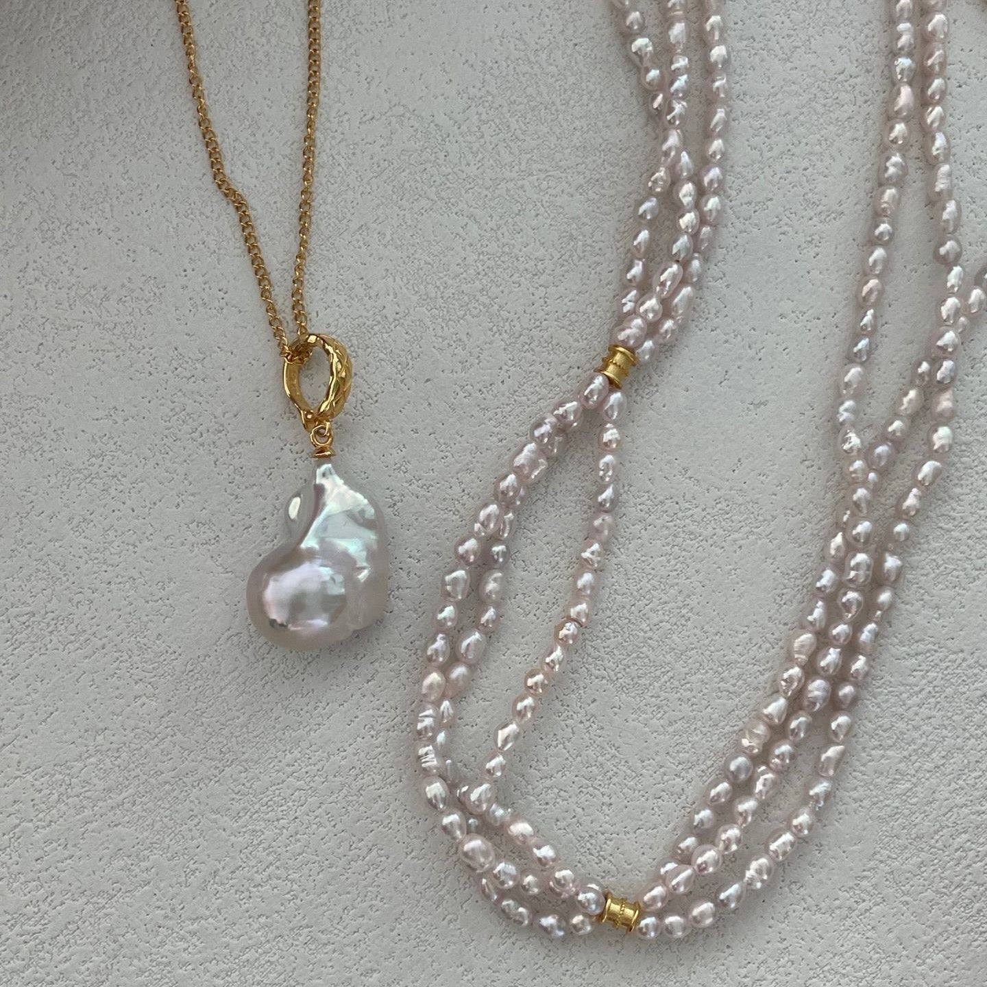 Triple Ethereal Pink | Entwined Reverie · Petite Pearl Twist Necklace