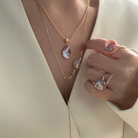 The Lavender Silk|Petal Baroque Pearl Set