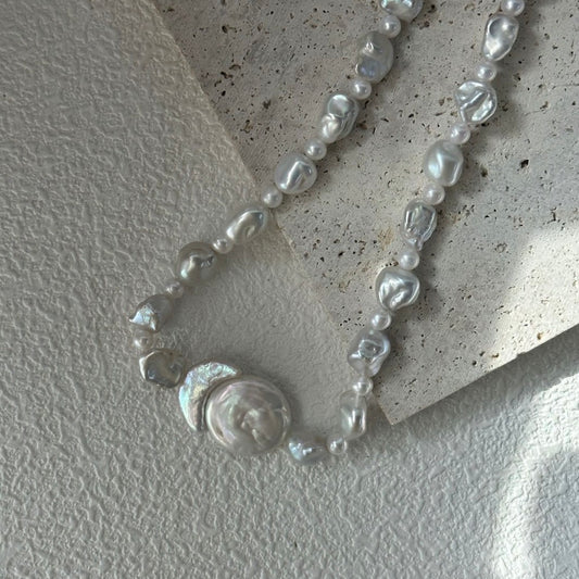 The Celestial Drift|Sun&Moon Keshi Pearl Necklce/Bracelet