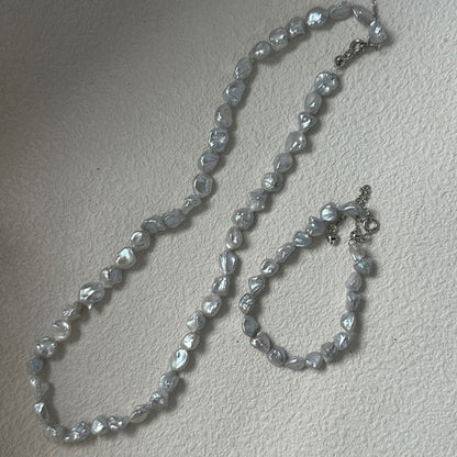 Crushed Ice|Silver-Blue Baroque Grains