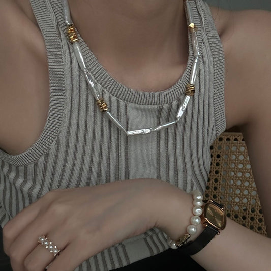 The Golden Sequence|Organic Long Pearl Necklace