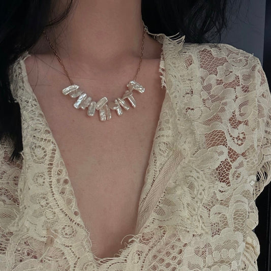 The Biwa Melody: Organic Stick Pearl Necklace