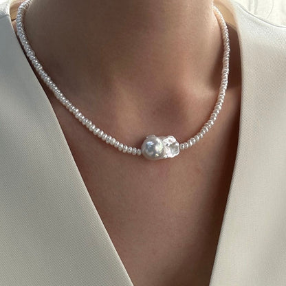 The Lunar Echo|Micro Seed Choker with Baroque Pearl