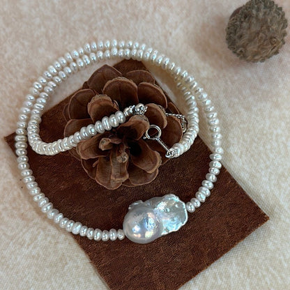 The Lunar Echo|Micro Seed Choker with Baroque Pearl