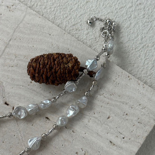 Crushed Ice|Silver-Blue Baroque Grains