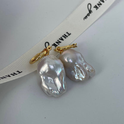 Fishtail baroque pearl earrings