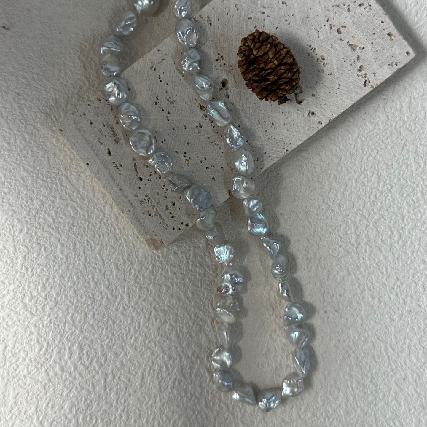 Crushed Ice|Silver-Blue Baroque Grains