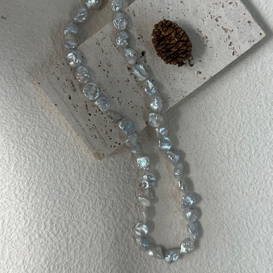 Crushed Ice|Silver-Blue Baroque Grains