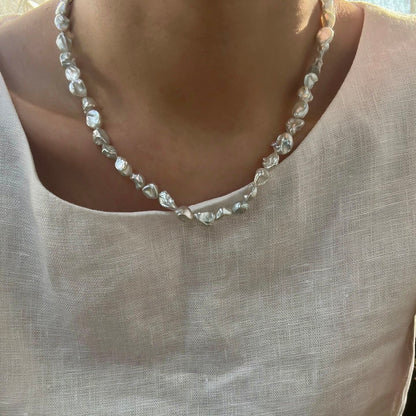 Crushed Ice|Silver-Blue Baroque Grains