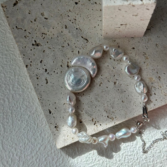 The Celestial Drift|Sun&Moon Keshi Pearl Necklce/Bracelet